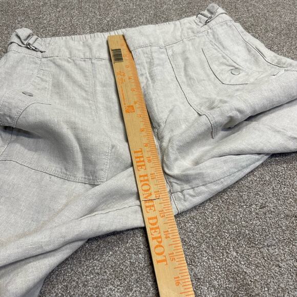 Athleta womens Linen Tapered Ankle Leg Pants Snap Pockets Natural Beige size 12 - Picture 6 of 12